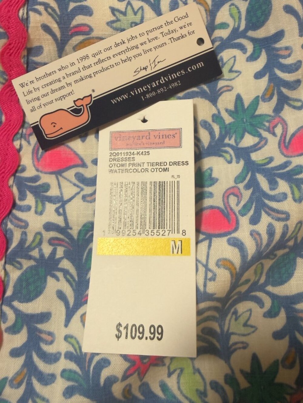 Vineyard Vines Flamingo Otomi Print Tiered Lined Dress w pockets size Medium EUC - Picture 13 of 13